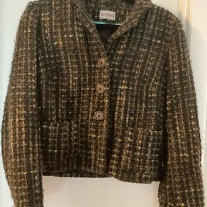 Rodier brown boucle jacket.  Gold and blue flecks.  42